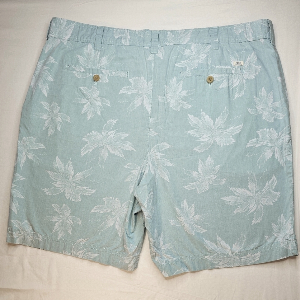 IZOD Saltwater Shorts Aqua Blue Green Tropical Palm Tree Cotton Size 42 - Picture 2 of 4